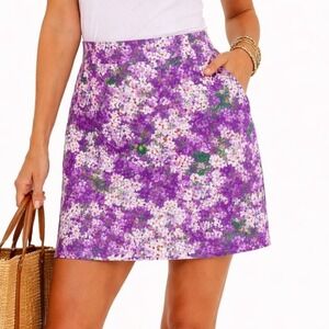 J.Crew Purple Floral Skirt‎ Womens 4 Cotton Mini A-Line Spring